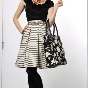 Kate Spade Black and White Striped A-Line Skirt